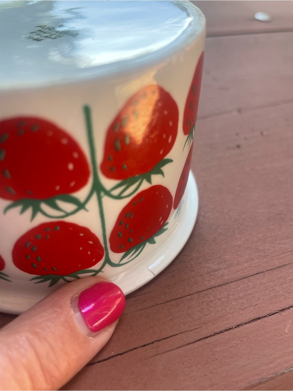 Vintage Arabia jam pot - Bright Red Strawberry Print - Picture 10 of 11